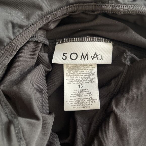 Soma One Pc. Swimsuit Ruffle Lace Up - Black - NWT - Size 16 - Picture 7 of 9